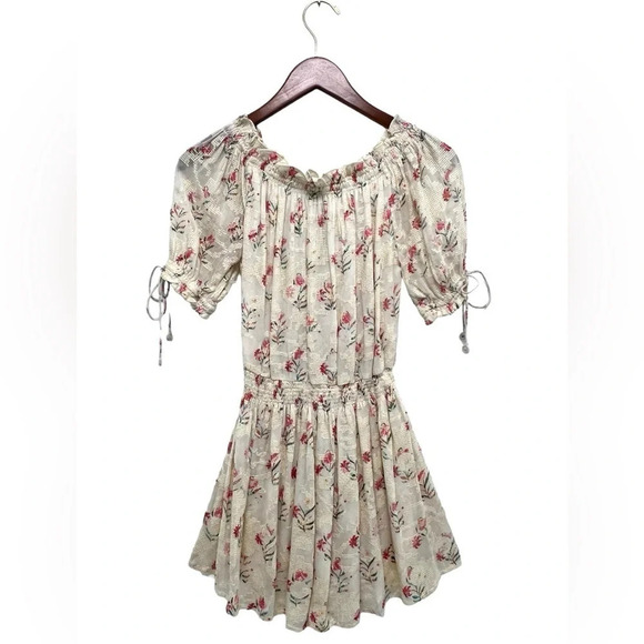 Hemant & Nandita Off the Shoulder Romper Floral Ivory Women's Size XS - Picture 4 of 11